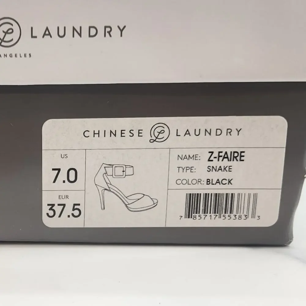 NIB Chinese Laundry Z-Faire Snake Print Black Open Toe 4